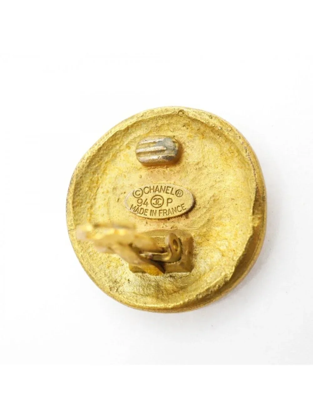 Chanel Earrings Vintage CC Logo Gold Plated